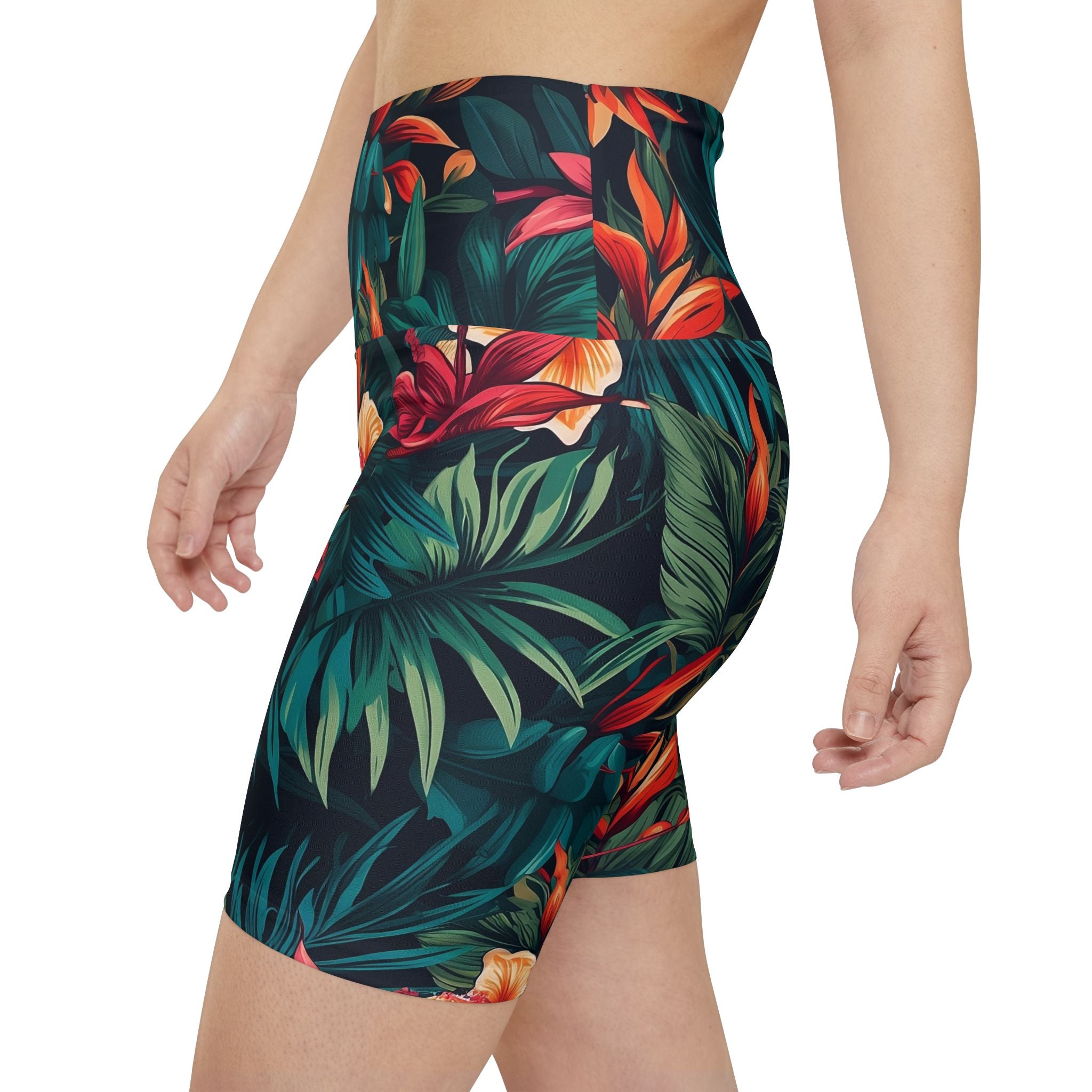 Tropical Floral Women's Workout Shorts - Perfect for Fitness and Outdoor Activities