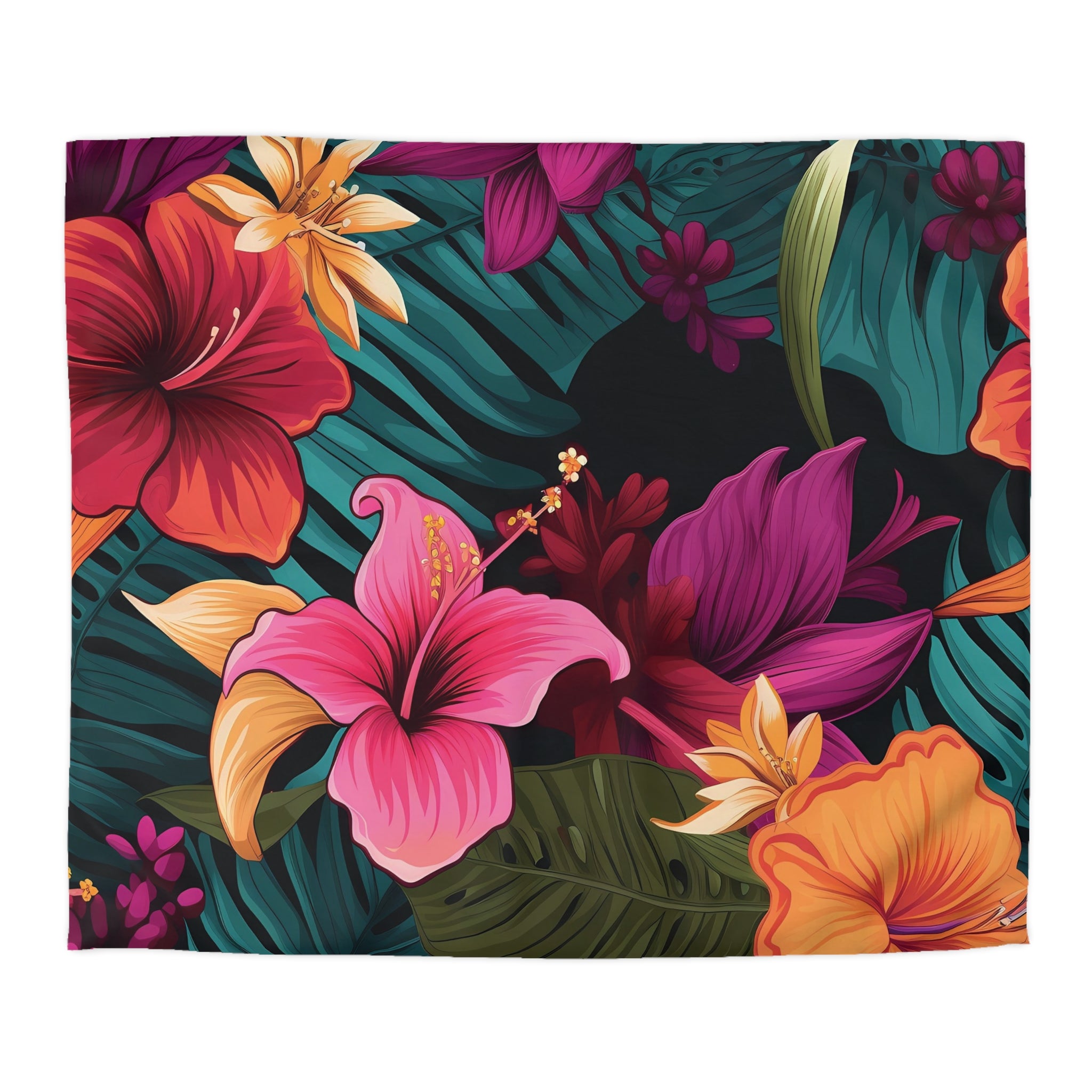 Tropical Floral Microfiber Duvet Cover - Vibrant Bedding for Relaxed Living