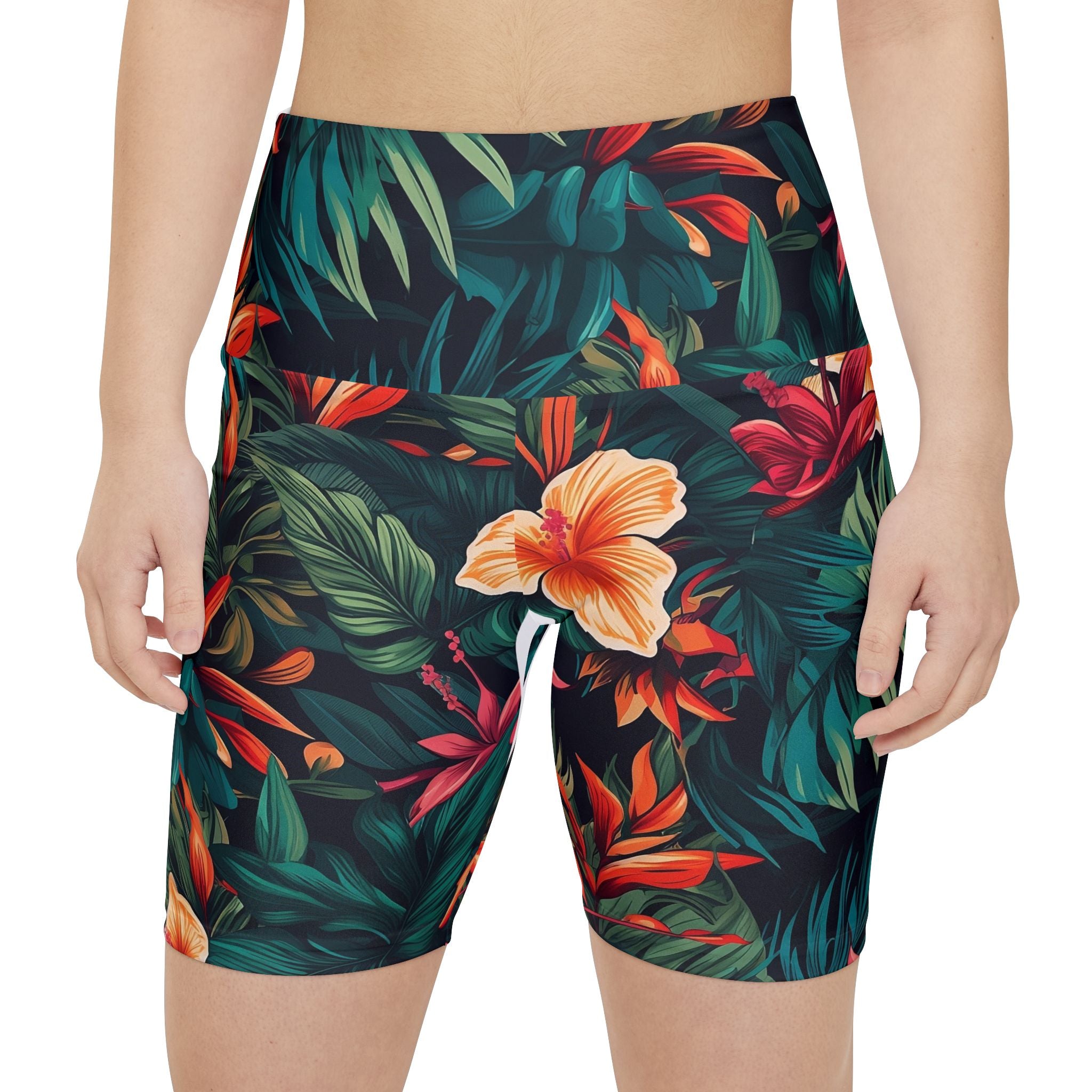 Tropical Floral Women's Workout Shorts - Perfect for Fitness and Outdoor Activities