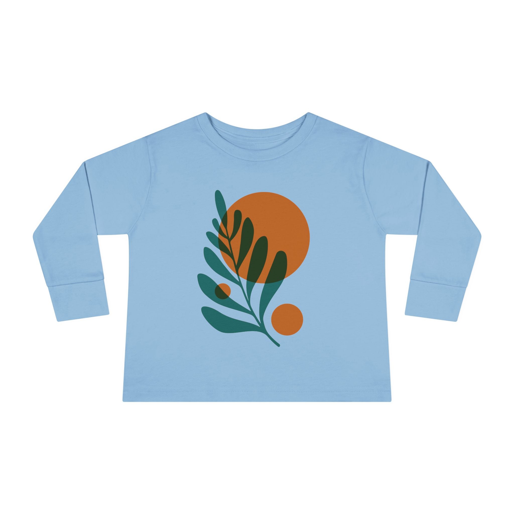 Toddler Long Sleeve Leaf Print Tee - Cute Organic Casual Wear