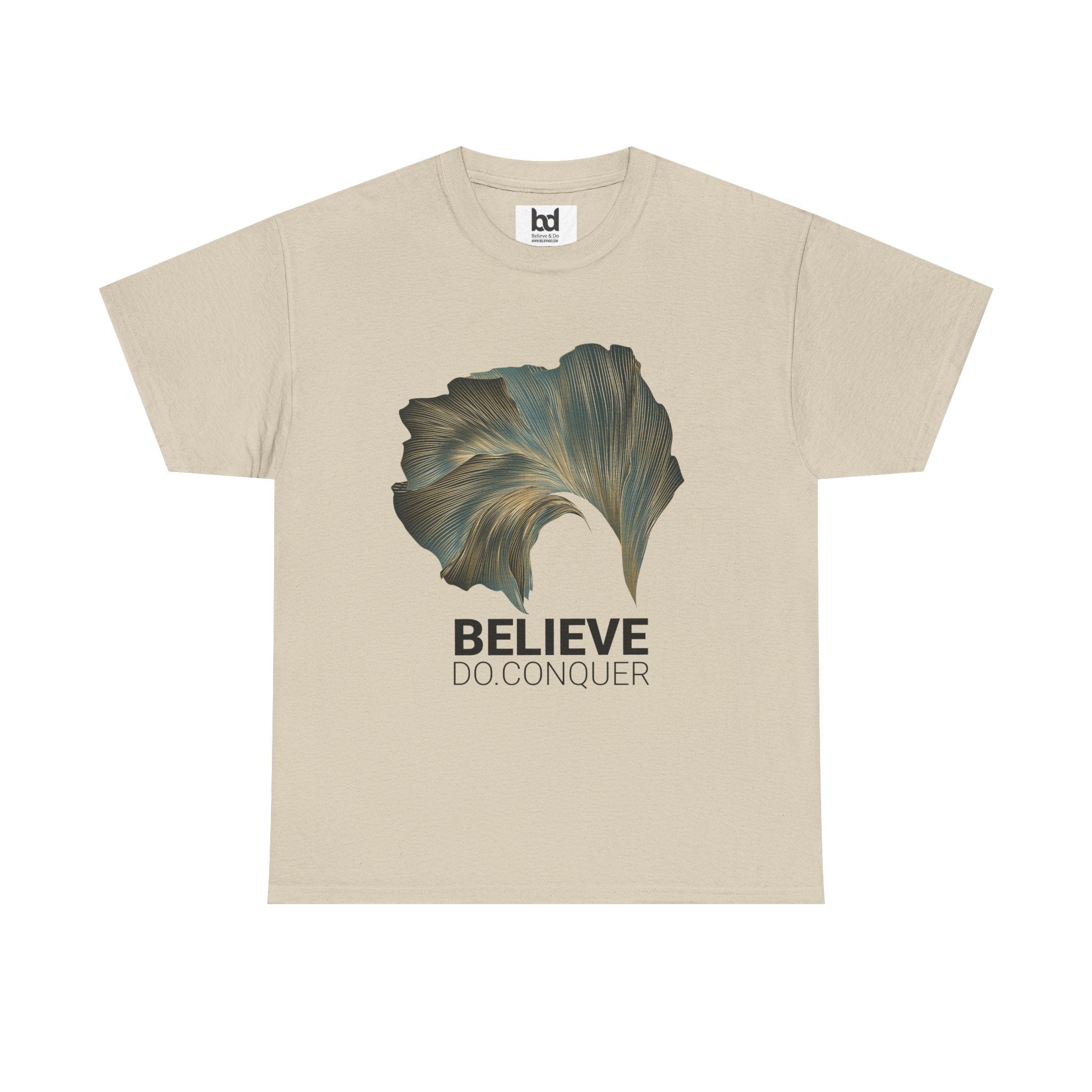 Belive.Do.Conquer Unisex Heavy Cotton Tee - Artistic Leaf Design
