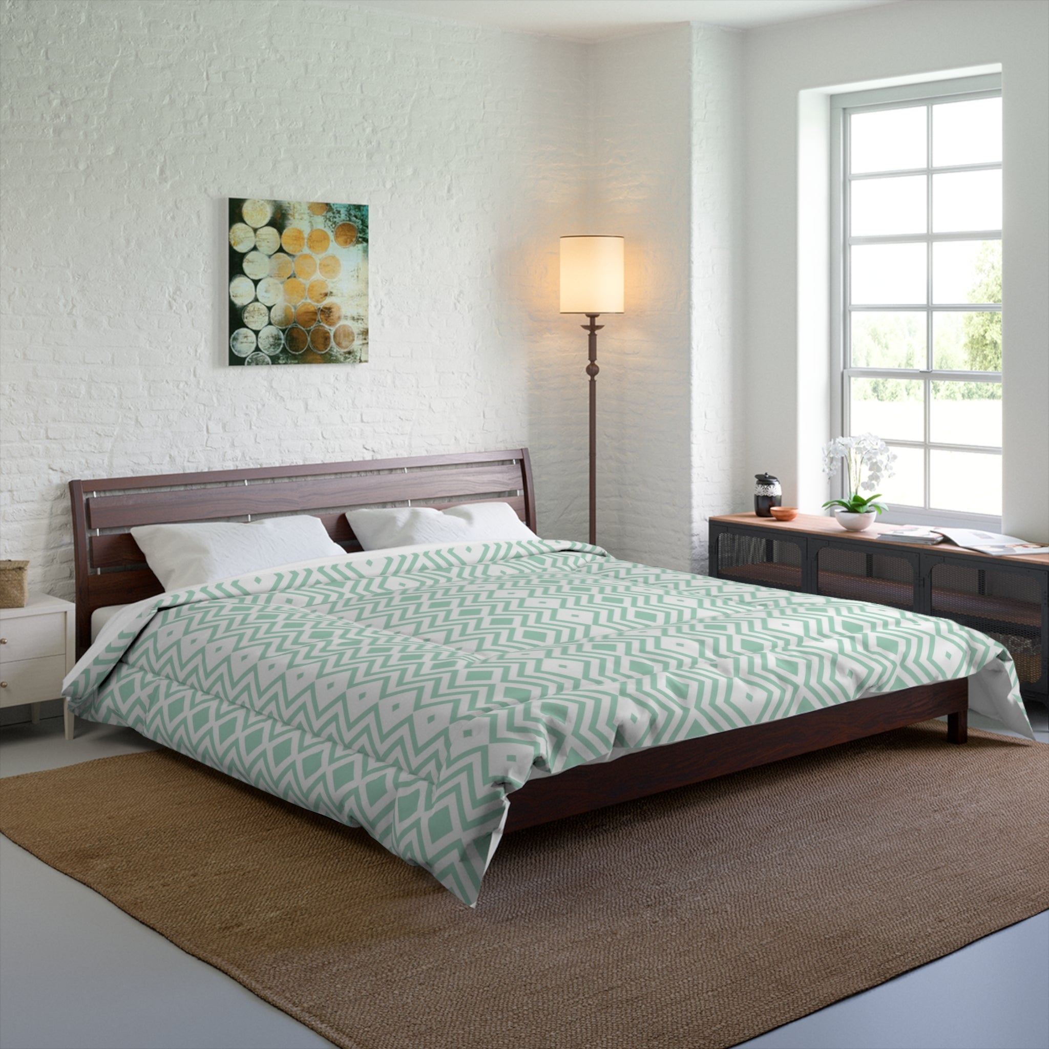 Mint Geometric Comforter - Modern Bedding for Cozy Spaces