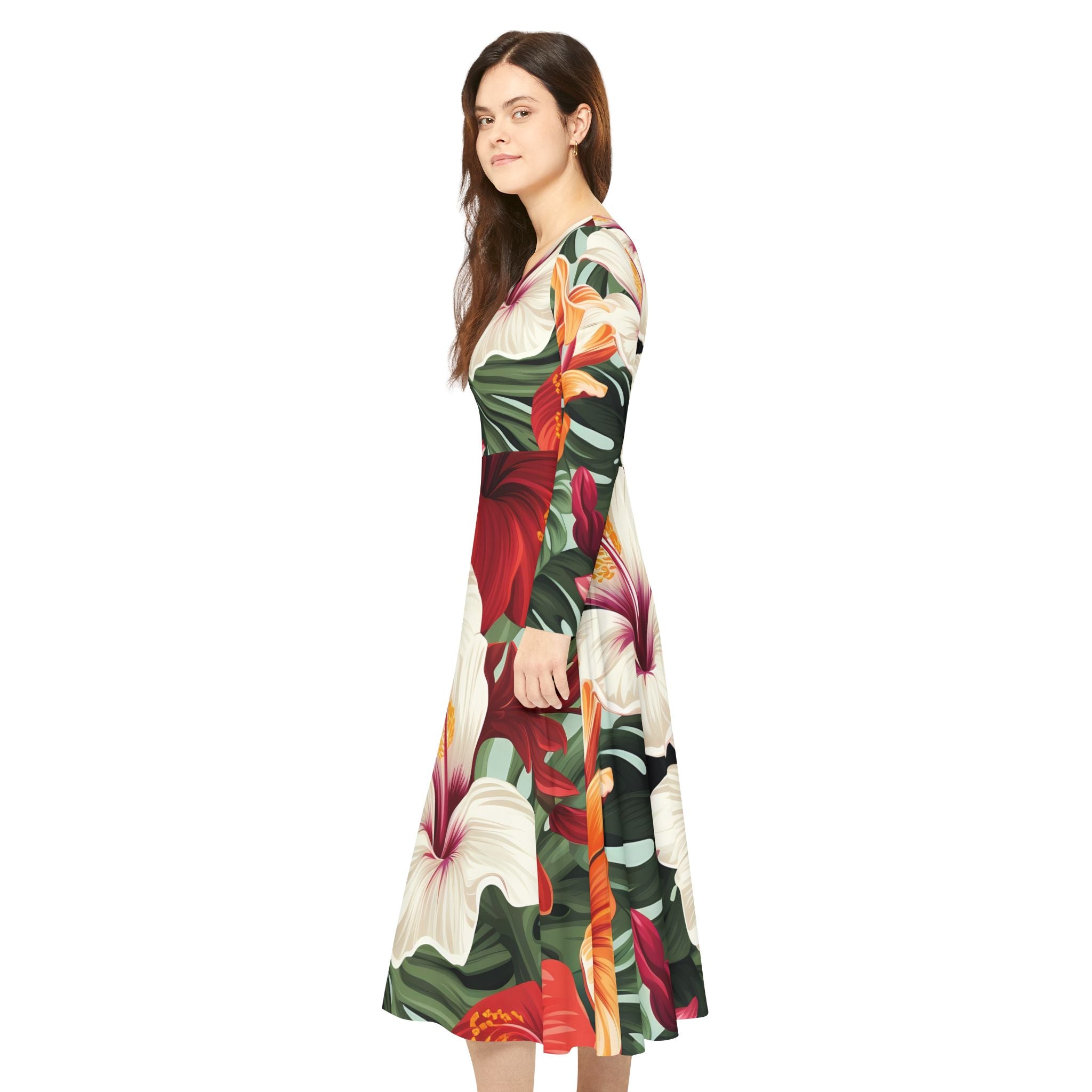 Floral Long Sleeve Dance Dress - Perfect for Dance, Summer Events, and Casual Outings