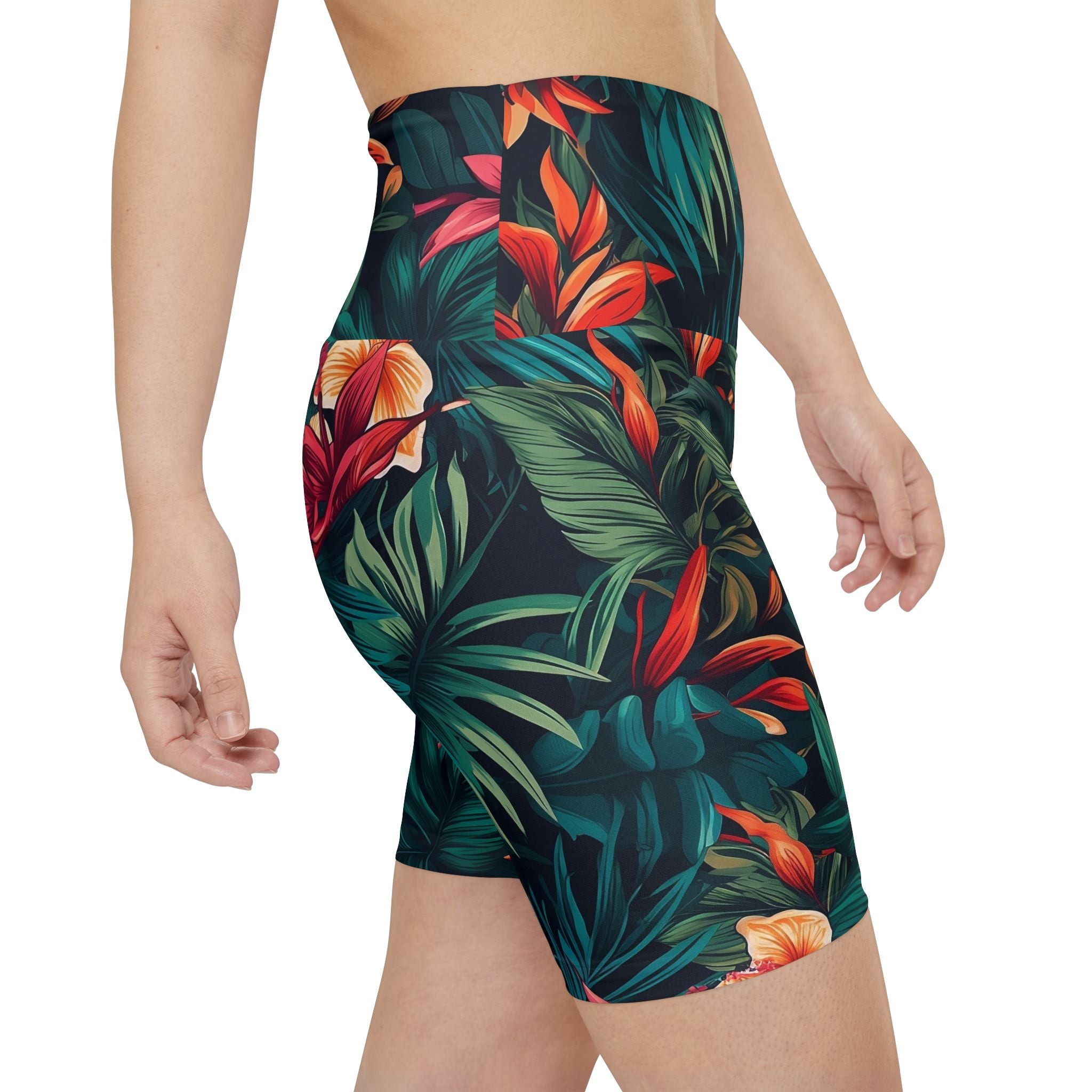 Tropical Floral Women's Workout Shorts - Perfect for Fitness and Outdoor Activities