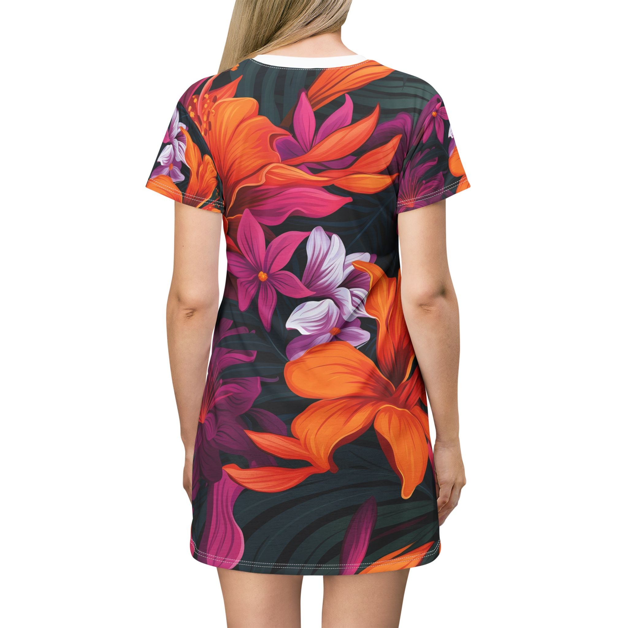 Tropical Floral T-Shirt Dress for Summer Getaways