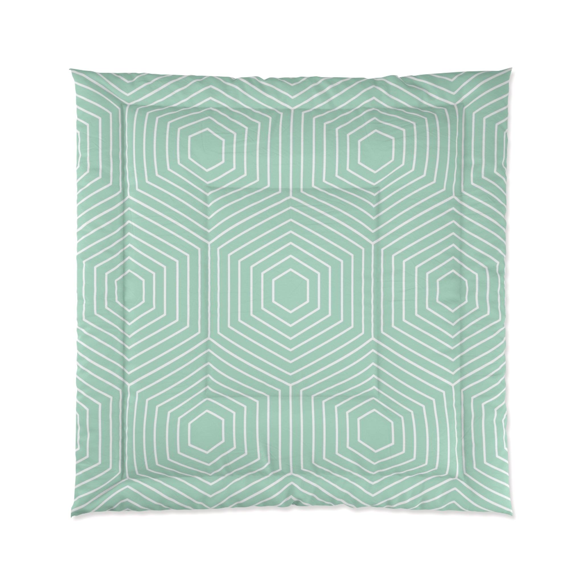 Geometric Pattern Comforter - Modern Mint Green Bedding for Cozy Bedrooms