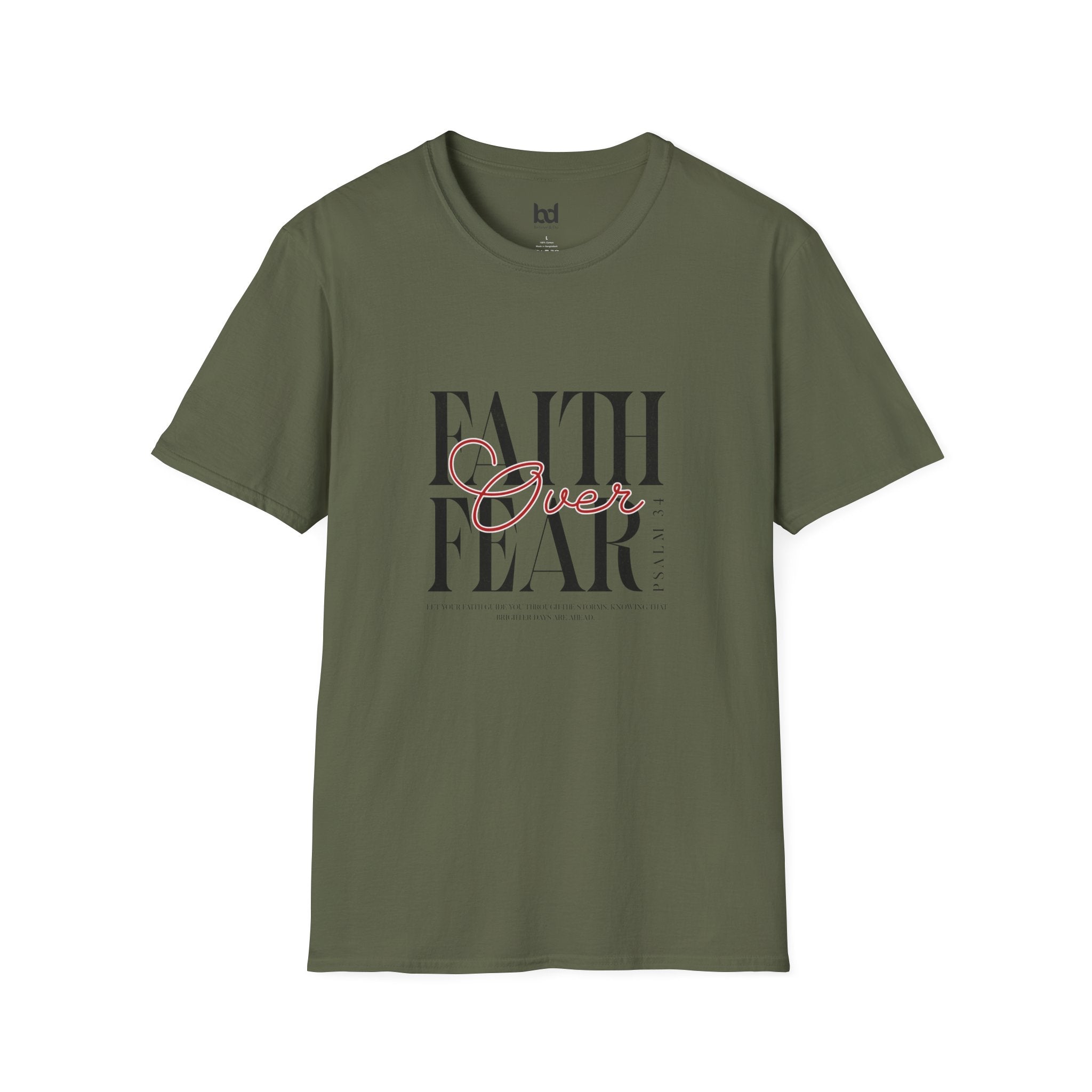 Faith Over Fear Unisex Softstyle T-Shirt | Inspirational Tee, Motivational Apparel, Gift for Friends, Casual Wear, Everyday Comfort