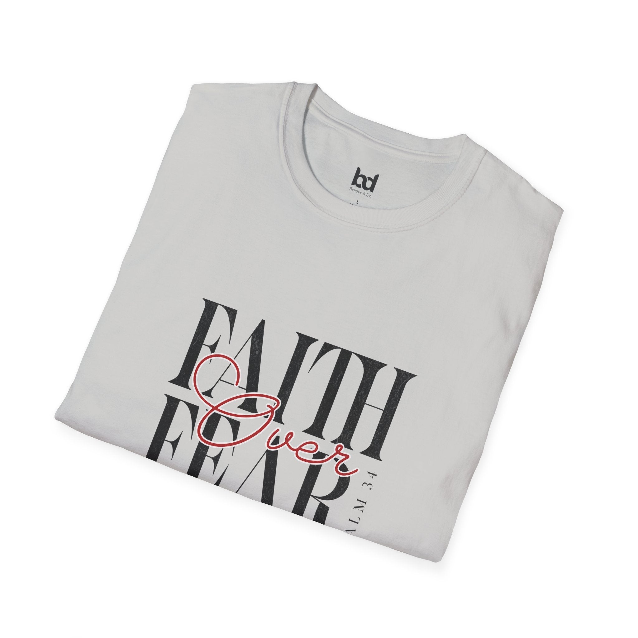 Faith Over Fear Unisex Softstyle T-Shirt | Inspirational Tee, Motivational Apparel, Gift for Friends, Casual Wear, Everyday Comfort