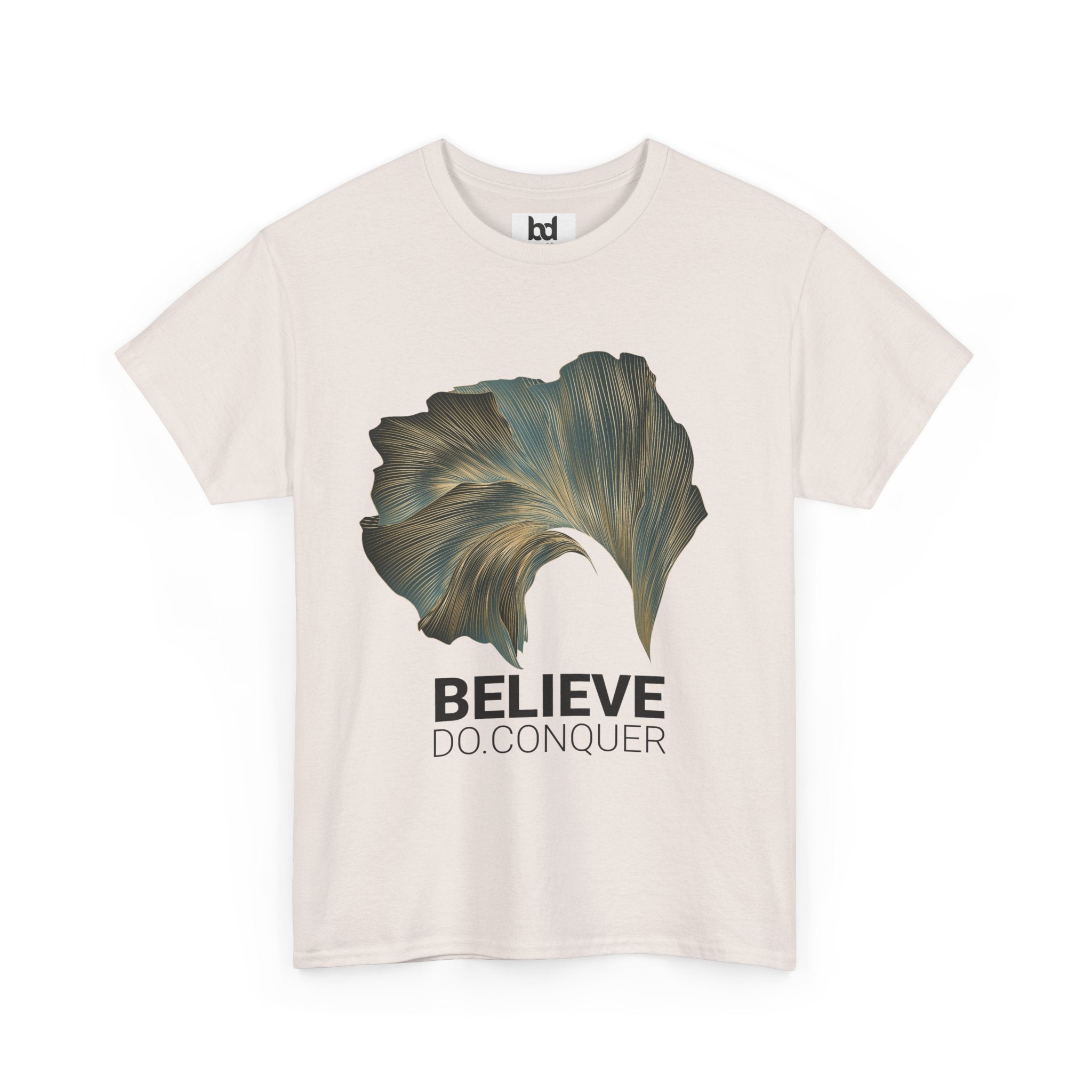 Belive.Do.Conquer Unisex Heavy Cotton Tee - Artistic Leaf Design