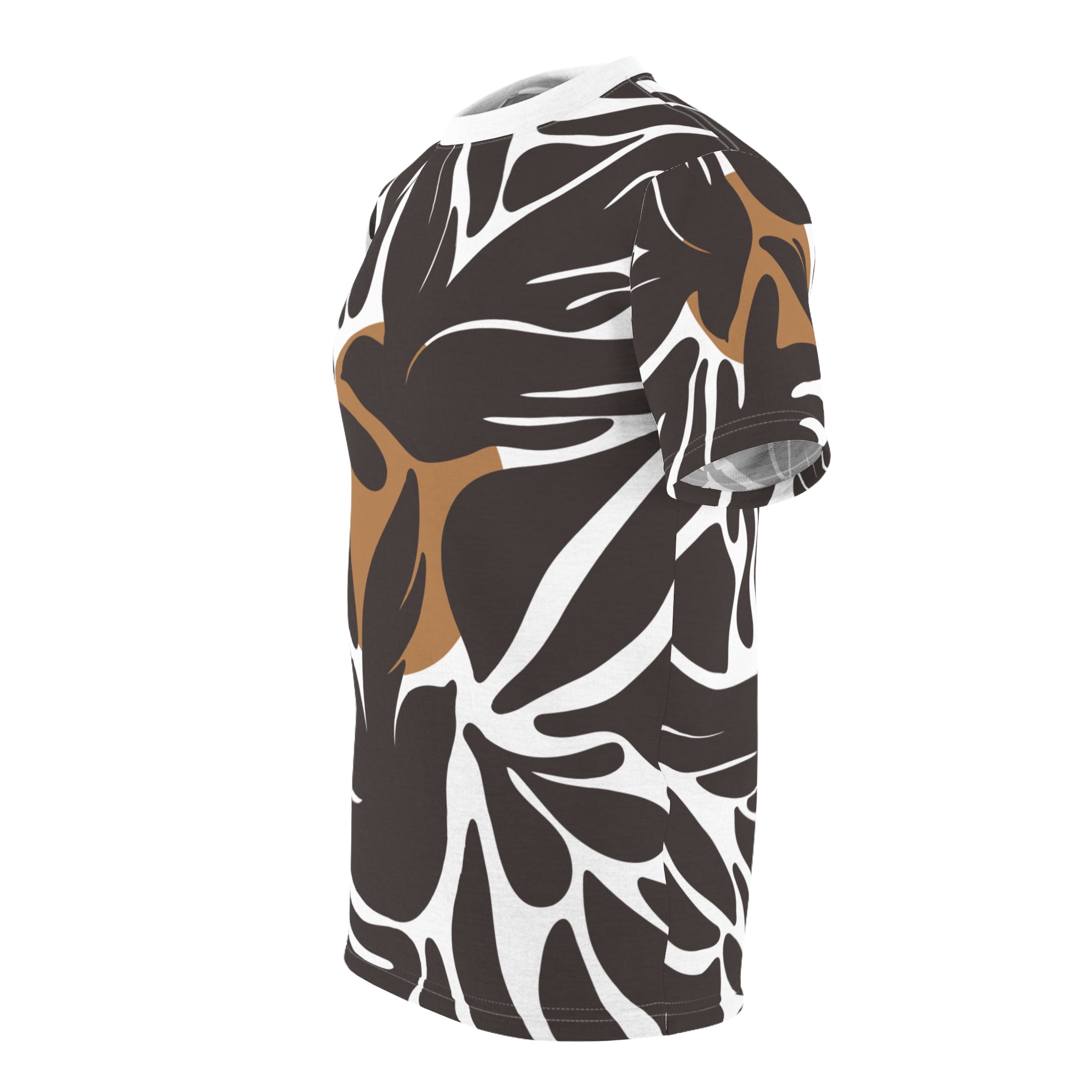 Stylish Unisex Cut & Sew Tee with Tropical Leaf Print