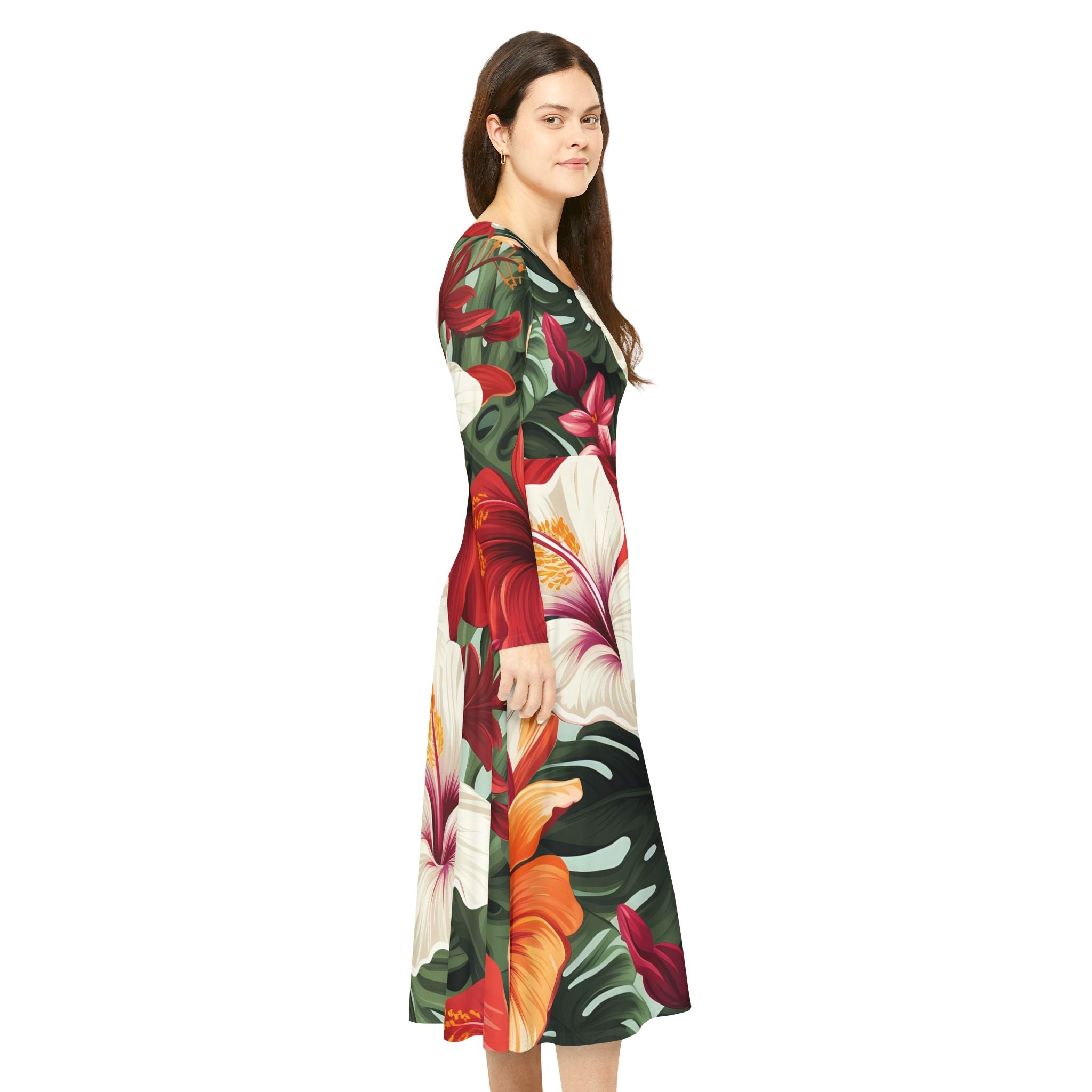 Floral Long Sleeve Dance Dress - Perfect for Dance, Summer Events, and Casual Outings