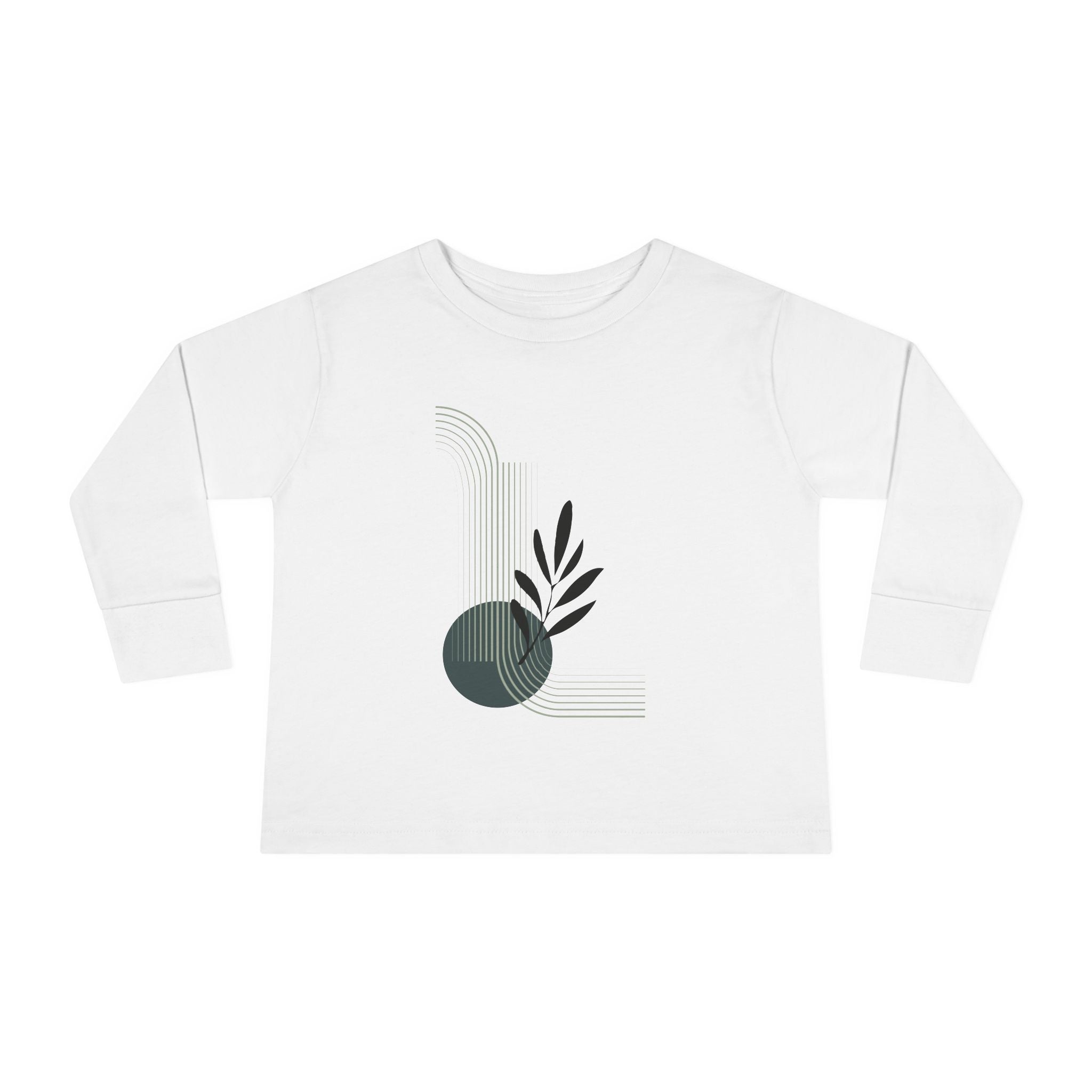 Minimalist Toddler Long Sleeve Tee with Plant Design