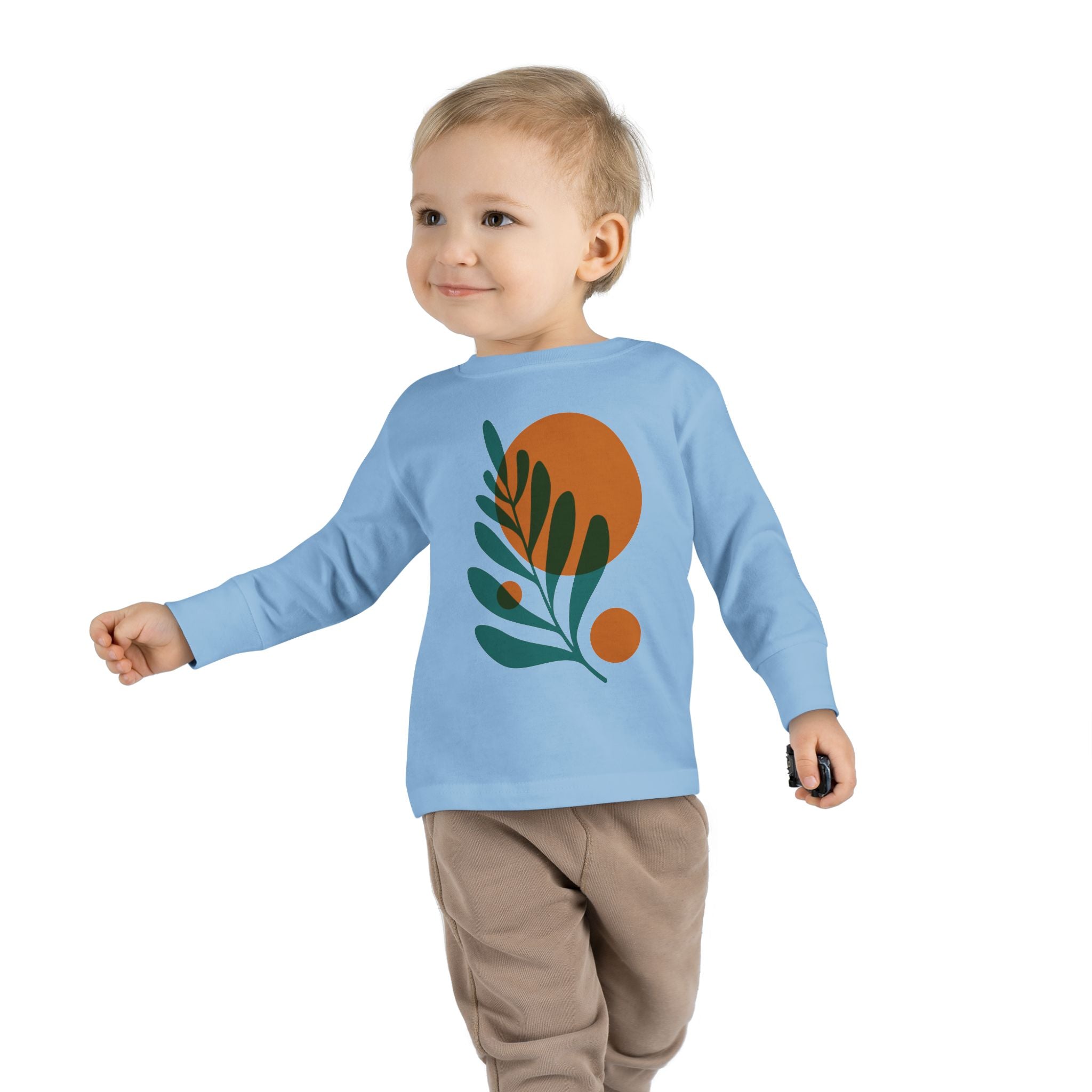 Toddler Long Sleeve Leaf Print Tee - Cute Organic Casual Wear