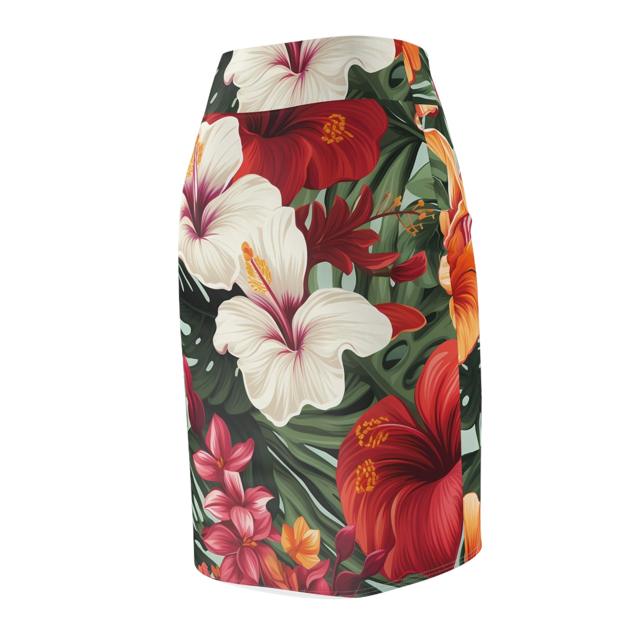 Tropical Floral Women's Pencil Skirt - Perfect for Summer Parties & Beach Getaways