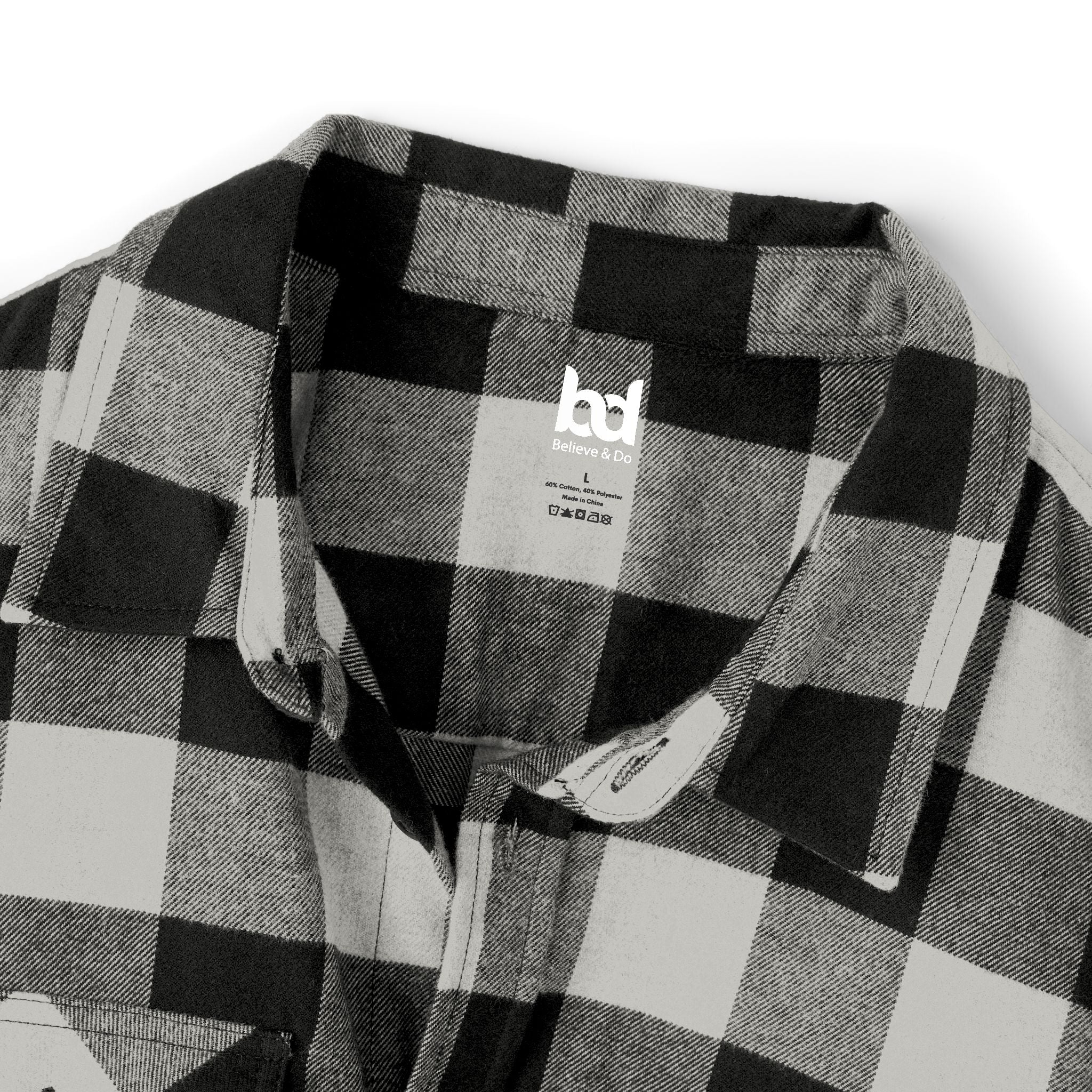 Cozy Comfort with a Purpose: The "Believe & Do" Unisex Flannel Shirt - Cozy Black and Green Plaid Design for Everyday Wear